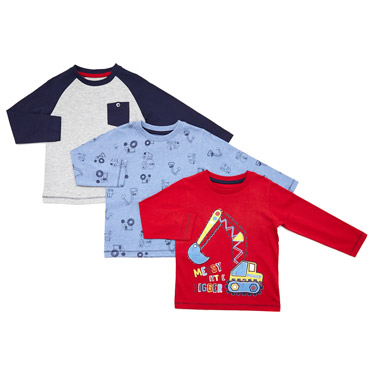 Toddler Long-Sleeved Tops - Pack Of 3